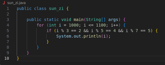 Screenshot of Java loop