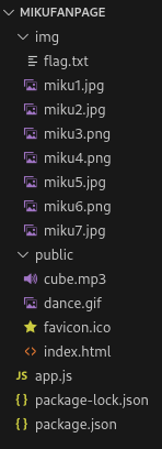 screenshot showing directory structure of website
